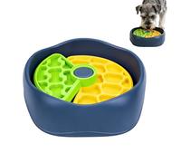 Dog Slow Feeder Bowl, Anti-Slip Interactive Treat Dish with 3-Layer Rotation Design, Prevents Choking for Small Medium Large Pets During Mealtime Training and Healthy Eating (Green And Yellow)