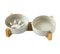 Dog Slow Feeder Bowl - Cute Paw Ceramic Slow Feeder And Water Bowl Set,Feeding Watering Supplies for Standing Home Outdoor Yard Garden Camping