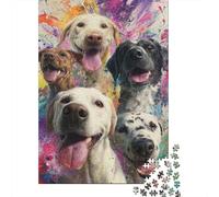 Dog Smile Splash 1000pcs For Adults Mini Puzzle Challenging | 52x38cm Cardboard Home Decor Smooth Surface Birthday Gift Stress Relief