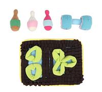 Dog Sniffing Mat 3 in 1 | Slow Feeding Puzzle Toy with Squeaky Bowling Ball & Dumbbell | Fleece Foraging Mat for Anxiety Relief/Boredom/Digestion | Machine Washable