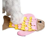 Dog Sniffing Mat, Fish Shape Cat Foraging Mat, 14.17 x 10.24 inches, Interactive Digging Blanket, Mental Stimulation Trainer for Indoor Cats and Small Pets, Multicoloured