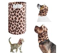 Dog Snood & Ear Protectors - Ultra-Soft Grooming Ear Muffs for Noise Protection & Warmth - Perfect Headwear for Dogs & Cats During Bathing ，dog ear defenders，dog ear protectors(Leopard Print, Large)