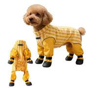 Dog Snow Suit, Full Body Dog Coat, Dog-Booties and Paw Protectors, Water-Proof Puppy Puffer Jackets, Reflective Dog Overalls Insulated Warmth Full Coverage, for Cold Weathers (Yellow, S)