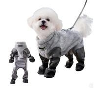 Dog Snow Suit, Full Body Dog Coat, Dog-Booties and Paw Protectors, Water-Proof Puppy Puffer Jackets, Reflective Dog Overalls Insulated Warmth Full Coverage, for Cold Weathers (Grey, XXL)