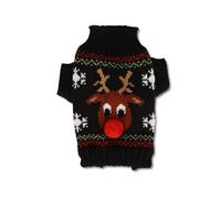 Dog Snow Sweaters - Acrylic Fiber Warm Knit with Christmas Elk Pattern for Small Medium Dogs Cozy Holiday Pet Wear for Winter Parties and Travel (Black)