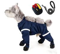 Dog Snowsuit with Attached Boots, 2026 New Anti Dirt Paw Protector Pants Dogs Suspender Boots, Dog Shoes Paw Protector for Outdoor Winter Snow Hiking Walking, for Small & Medium-Sized (Blue,L)