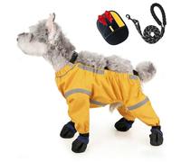 Dog Snowsuit with Attached Boots, 2026 New Anti Dirt Paw Protector Pants Dogs Suspender Boots, Dog Shoes Paw Protector for Outdoor Winter Snow Hiking Walking, for Small & Medium-Sized (Yellow,M)