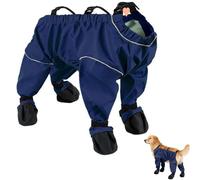 Dog Snowsuit with Attached Boots, Paw Protector Pants Dogs Suspender Boots, Outdoor Dog Leggings Walking, for Outdoor Winter Snow Hiking Walking (Blue,L)