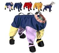 Dog Snowsuit with Attached Boots, Waterproof Anti Slip Anti Dirt Paw Protector Pants Dogs Suspender Boots, Dog Shoes Paw Protector for Winter Snow, Rain & Outdoor (Muti Color,M)