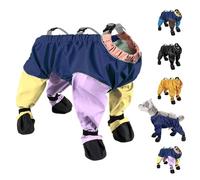 Dog Snowsuit with Attached Boots, Waterproof Dog Snow Suit with Boots, Winter Snow Rain Boots with Suspender, Outdoor Adjustable Dust-Proof Dogs Pants, Running Pet Paw Protectors (MulticolorA, 3XL)