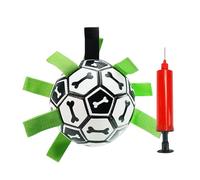 Dog Soccer Ball - 15x15x15cm Floating Puppy Toy, Tough Chew Plaything, Football Toys with Grab Straps | Heavy Duty Nylon Strap Herding Ball for Outdoor Water Fetch Training Games Exercise Keeps Pets