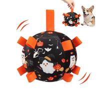 Dog Soccer Ball - Halloween Ghost Puppy Toy Soccer Ball with Straps | Halloween Ghost Design Interactive Training Bell Toy for Small Medium Dogs | Chew Balls for Teething, Chasing, Hunting & Outdoor B