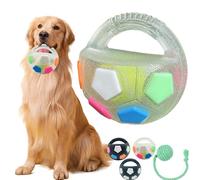 Dog Soccer Ball with Grab Tabs, Durable & Interactive Dog Soccer Ball Toy with Handle, Squeaky Calming Balls, Strong Rubber Pet Chewing Training Supplies, Pet Teeth Cleaning Chew Toys (B)