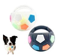 Dog Soccer Ball with Handle, Mellow Dog Calming Ball, The MellowDog Calming Balls with Handle, Rubber, Squeaky, Suitable, Interactive Pet Toy (2pcs Black+White)