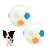 Dog Soccer Ball with Handle, Mellow Dog Calming Ball, The MellowDog Calming Balls with Handle, Rubber, Squeaky, Suitable, Interactive Pet Toy (2pcs White)