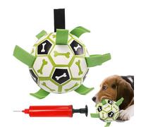 Dog Soccer Ball with Straps - Dog Herding Ball with Nylon Straps - Outdoor Boredom Buster, Pup Chew, Indestructible Puppy Water Toy for Keep Them Busy
