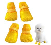 Dog Socks Boots, 4Pcs Anti-Slip Dog Shoes for Hot/Cold Pavement to Prevent Licking, Waterproof Dog Boots Paw Protector for Small Medium Dog Puppy Cats (Yellow, L)