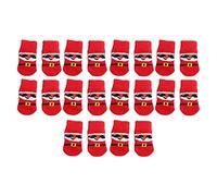 Dog Socks Elastic Skid Resistant Red Background Old Man Pattern Pet Supplies for Christmas 5 sets (M)