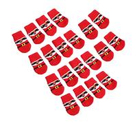 Dog Socks Winter Warm Elastic Skid Resistant Christmas Pet Supplies for Old Man Polyester Cotton Red Background [5 sets] (M)