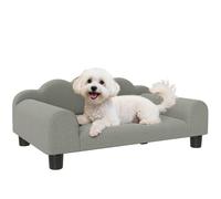 Dog Sofa Bed Grey 66x42x28.5cm Terry Fabric MDF Sponge Small Dogs Supportive Arm