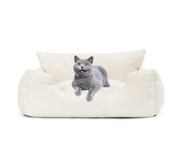 Dog Sofa Bed, Pet Sofa Bed, Cat Sofa, Fluffy Plush Dog Bed with Removable Comfy Plush Cover And Non Slip Bottom for Small Medium Dogs And Cats,White,S