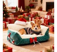 Dog Sofa Pet Bed Nest with Comfortable Plush and PP Cotton Filling, Washable and Durable Cozy Holiday Home Decor for Small and Medium Dogs and Cats