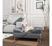 Dog Sofa Pet Couch w/ Removable Backrest for Small Medium Dogs PawHut Grey One Size