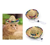 Dog Sombrero Hat Pet Mexican Sombrero Cap with Adjustable Chin Strap, Party Hats for Small Dogs Puppy Cat