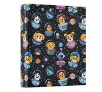 Dog Spaceship Pattern 3 Ring Binder 1.5 Inch Round Ring Binder View Binder Holds 200 Documents for Home School Office Use