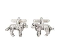 Dog Spaniel Cufflinks - Onyx Art CK508 Men's Novelty Gift Cuffs In Premier Life Packaging