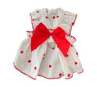 Dog Spring Bow Dress T-Shirt Princess Pullover Clothing Apparel Costune For Spring And Red Heart Pet Dress