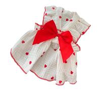 Dog Spring Pullover Dress with Bow Heart Indoor Outdoor Princess Apparel for Pets Dog Dress with Heart