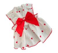 Dog Spring Pullover Dress with Bow Heart Indoor Outdoor Princess Apparel for Pets Small Dog Party Dress
