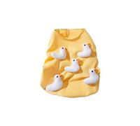 Dog Spring Yellow Vest T-Shirt With Cartoon Duck Pullover Clothing Apparel For Spring And Hot Weather Dog Dress For Daily Walks