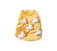Dog Spring Yellow Vest T-Shirt With Cartoon Duck Pullover Clothing Apparel For Spring And Hot Weather Cute Duck Design Dog Dress