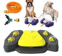 Dog Sprinkler for Outdoor,Paw-Activated Large Dog Water Fountain with Adjustable Spray Pet Water Toy,Easy-to-Use Water Fountain for Play and Drinking in Outdoor Garden Yard (Yellow)