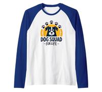Dog Squad for Life: Canine Lover Paw Raglan Baseball Tee, Men, Royal Blue/White, L