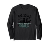 Dog Squad Goals Pet Lover Silhouette Paw Long Sleeve T-Shirt, Adult Unisex, Black, L