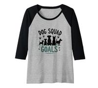 Dog Squad Goals Pet Lover Silhouette Paw Raglan Baseball Tee, Women, Black/Athletic Heather, L