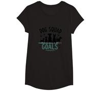 Dog Squad Goals Pet Lover Silhouette Paw T-Shirt, Girls, Black, Large