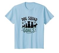 Dog Squad Goals Pet Lover Silhouette Paw T-Shirt, Kids, Baby Blue, 8 Years