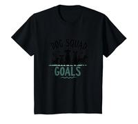 Dog Squad Goals Pet Lover Silhouette Paw T-Shirt, Kids, Black, 8 Years