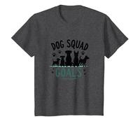 Dog Squad Goals Pet Lover Silhouette Paw T-Shirt, Kids, Dark Heather Grey, 8 Years