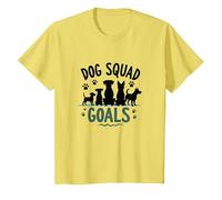 Dog Squad Goals Pet Lover Silhouette Paw T-Shirt, Kids, Lemon, 8 Years