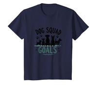 Dog Squad Goals Pet Lover Silhouette Paw T-Shirt, Kids, Navy, 8 Years