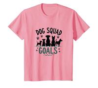 Dog Squad Goals Pet Lover Silhouette Paw T-Shirt, Kids, Pink, 8 Years