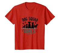 Dog Squad Goals Pet Lover Silhouette Paw T-Shirt, Kids, Red, 8 Years