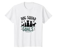 Dog Squad Goals Pet Lover Silhouette Paw T-Shirt, Kids, White, 8 Years