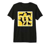 Dog Square Grid Yellow Premium T-Shirt
