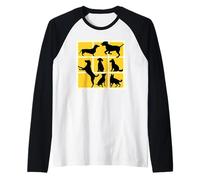 Dog Square Grid Yellow Raglan Baseball Tee
